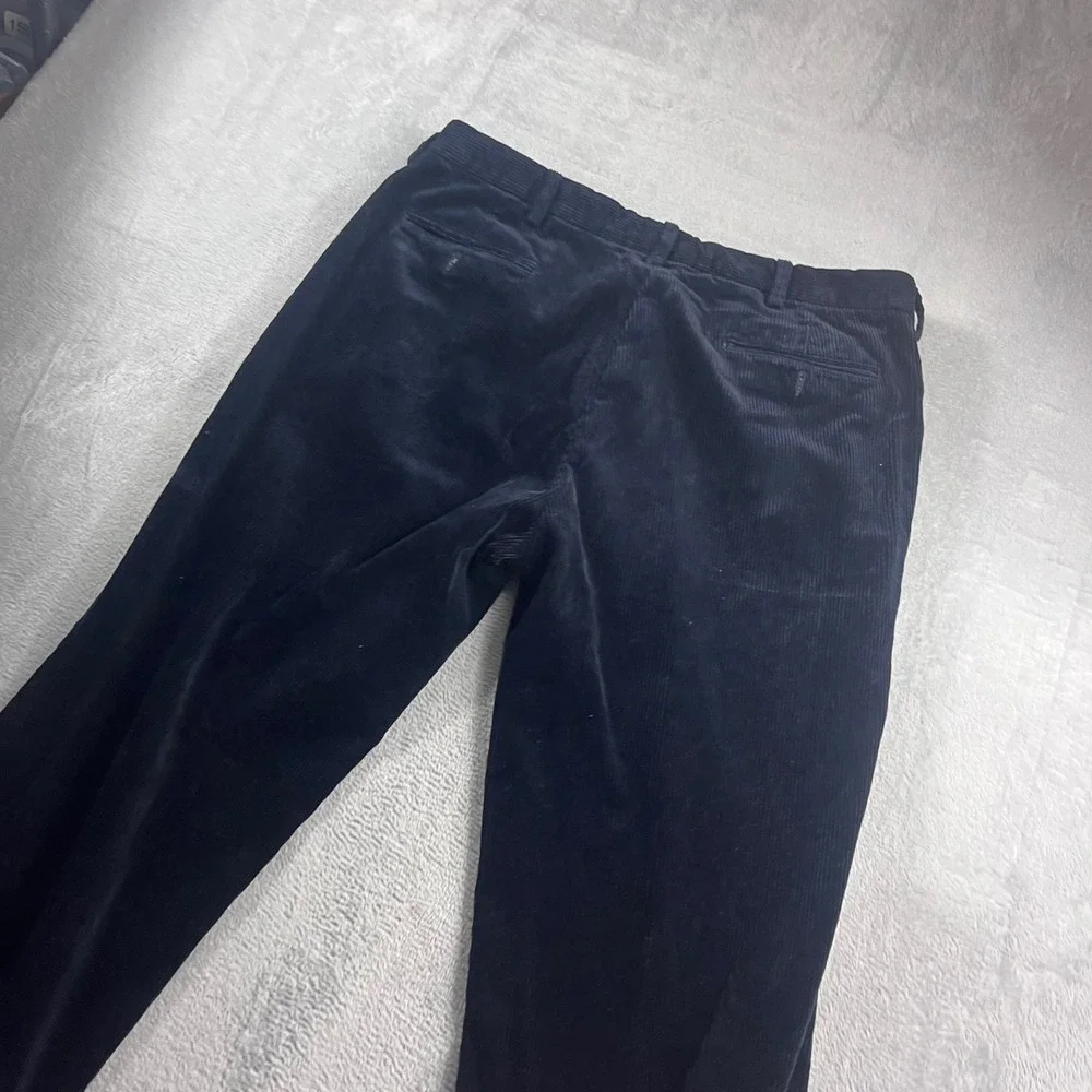 Polo Ralph Lauren Preston Pant Mens 38x32 Navy Blue Corduroy Straight Trousers
